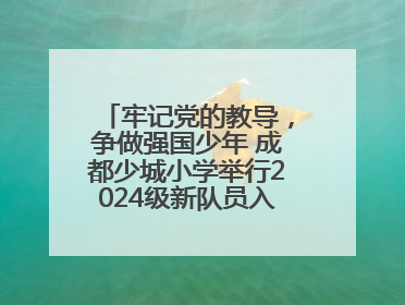 牢记党的教导，争做强国少年 成都少城小学举行2024级新队员入队仪式