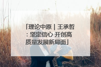 理论中原｜王承哲：坚定信心 开创高质量发展新局面