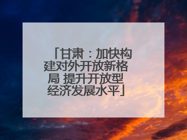 甘肃：加快构建对外开放新格局 提升开放型经济发展水平