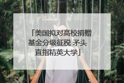 美国拟对高校捐赠基金分级征税 矛头直指精英大学