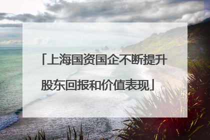 上海国资国企不断提升股东回报和价值表现