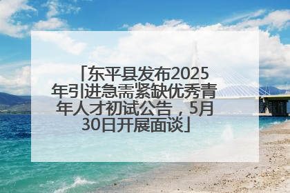 东平县发布2025年引进急需紧缺优秀青年人才初试公告，5月30日开展面谈
