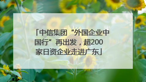 中信集团“外国企业中国行”再出发，超200家日资企业走进广东
