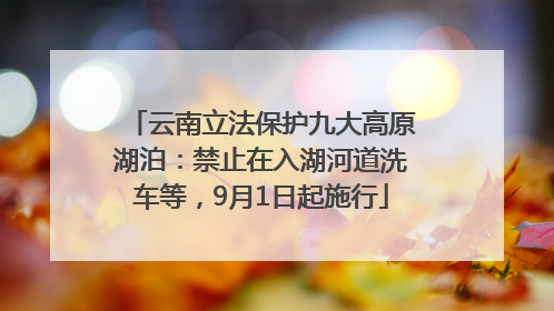云南立法保护九大高原湖泊：禁止在入湖河道洗车等，9月1日起施行