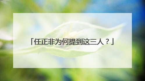 任正非为何提到这三人？