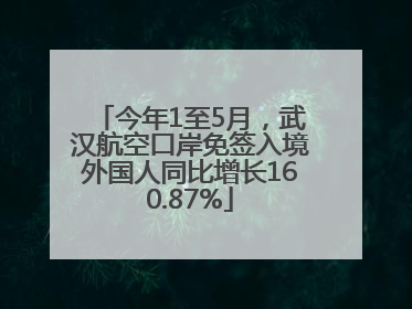 今年1至5月，武汉航空口岸免签入境外国人同比增长160.87%