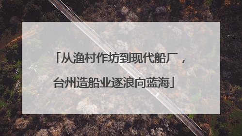 从渔村作坊到现代船厂，台州造船业逐浪向蓝海