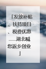 发放补贴、扶持项目、税费优惠……湖北喊您返乡创业