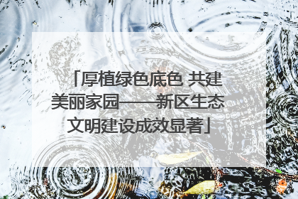 厚植绿色底色 共建美丽家园——新区生态文明建设成效显著