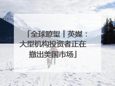 全球瞭望丨英媒：大型机构投资者正在撤出美国市场