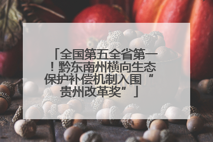 全国第五全省第一！黔东南州横向生态保护补偿机制入围“贵州改革奖”