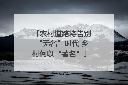 农村道路将告别“无名”时代 乡村何以“著名”