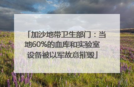 加沙地带卫生部门：当地60%的血库和实验室设备被以军故意摧毁