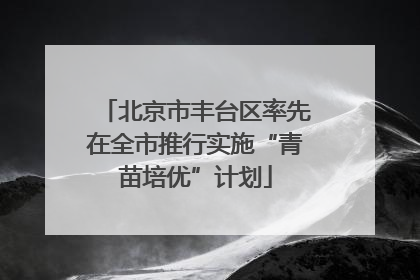 北京市丰台区率先在全市推行实施“青苗培优”计划