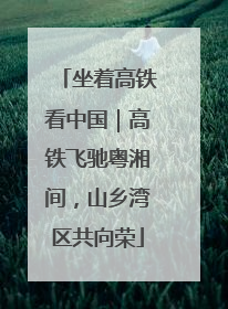 坐着高铁看中国｜高铁飞驰粤湘间，山乡湾区共向荣