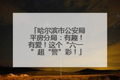 哈尔滨市公安局平房分局：有趣！有爱！这个“六一”超“警”彩！