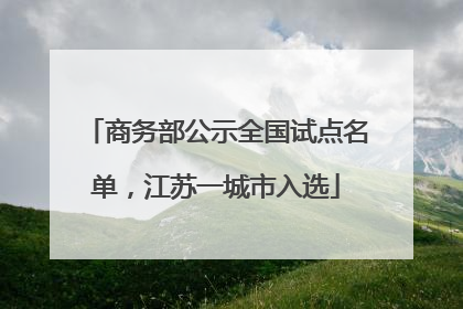 商务部公示全国试点名单，江苏一城市入选