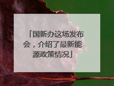 国新办这场发布会，介绍了最新能源政策情况