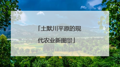 土默川平原的现代农业新图景