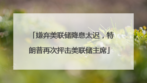 嫌弃美联储降息太迟，特朗普再次抨击美联储主席