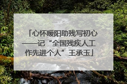 心怀暖阳助残写初心——记“全国残疾人工作先进个人”王承玉