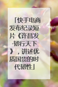 快手电商发布纪录短片《许昌发·韧行天下》，讲述优质国货的时代韧性