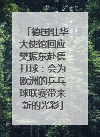 德国驻华大使馆回应樊振东赴德打球：会为欧洲的乒乓球联赛带来新的光彩