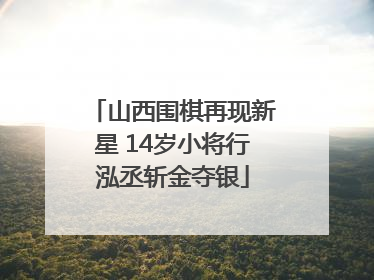 山西围棋再现新星 14岁小将行泓丞斩金夺银