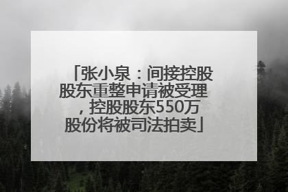 张小泉：间接控股股东重整申请被受理，控股股东550万股份将被司法拍卖