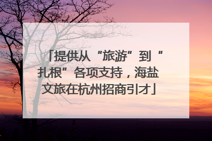提供从“旅游”到“扎根”各项支持，海盐文旅在杭州招商引才