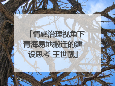 情感治理视角下青海易地搬迁的建设思考 王世靓