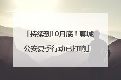 持续到10月底！聊城公安夏季行动已打响