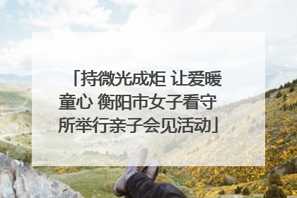 持微光成炬 让爱暖童心 衡阳市女子看守所举行亲子会见活动