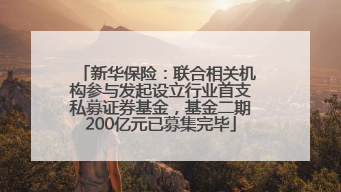 新华保险：联合相关机构参与发起设立行业首支私募证券基金，基金二期200亿元已募集完毕