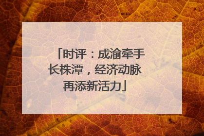 时评：成渝牵手长株潭，经济动脉再添新活力
