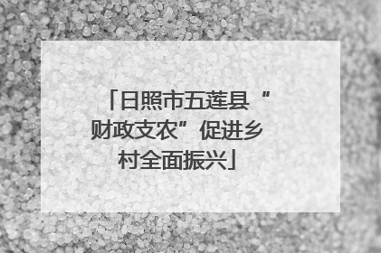 日照市五莲县“财政支农”促进乡村全面振兴