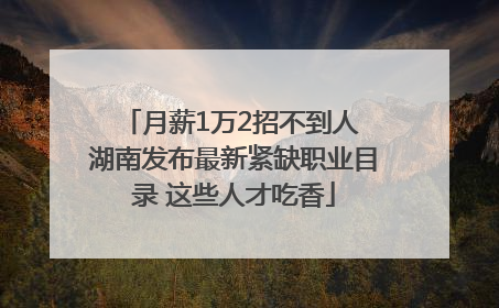 月薪1万2招不到人 湖南发布最新紧缺职业目录 这些人才吃香