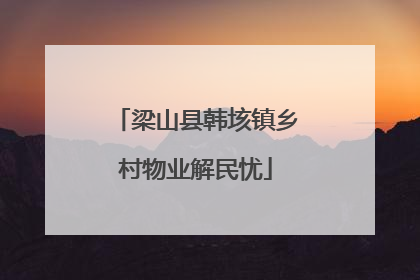 梁山县韩垓镇乡村物业解民忧