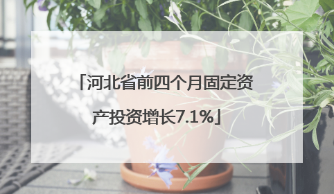 河北省前四个月固定资产投资增长7.1%