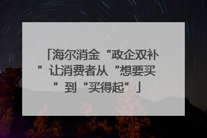 海尔消金“政企双补”让消费者从“想要买”到“买得起”