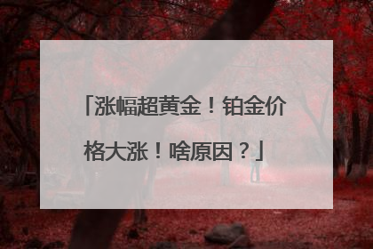 涨幅超黄金！铂金价格大涨！啥原因？