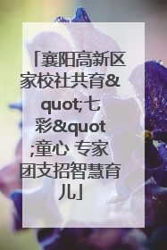 襄阳高新区家校社共育"七彩"童心 专家团支招智慧育儿