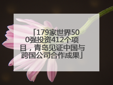 179家世界500强投资412个项目，青岛见证中国与跨国公司合作成果