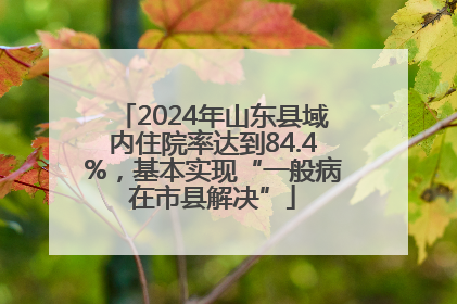 2024年山东县域内住院率达到84.4%，基本实现“一般病在市县解决”