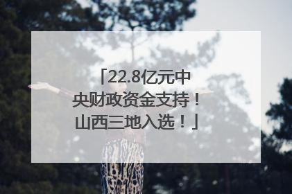 22.8亿元中央财政资金支持！山西三地入选！