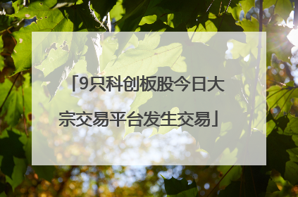 9只科创板股今日大宗交易平台发生交易
